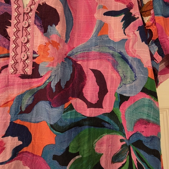 Johnny Was Ruffle Seam Top XS Never Worn New With Tags - Picture 5 of 7